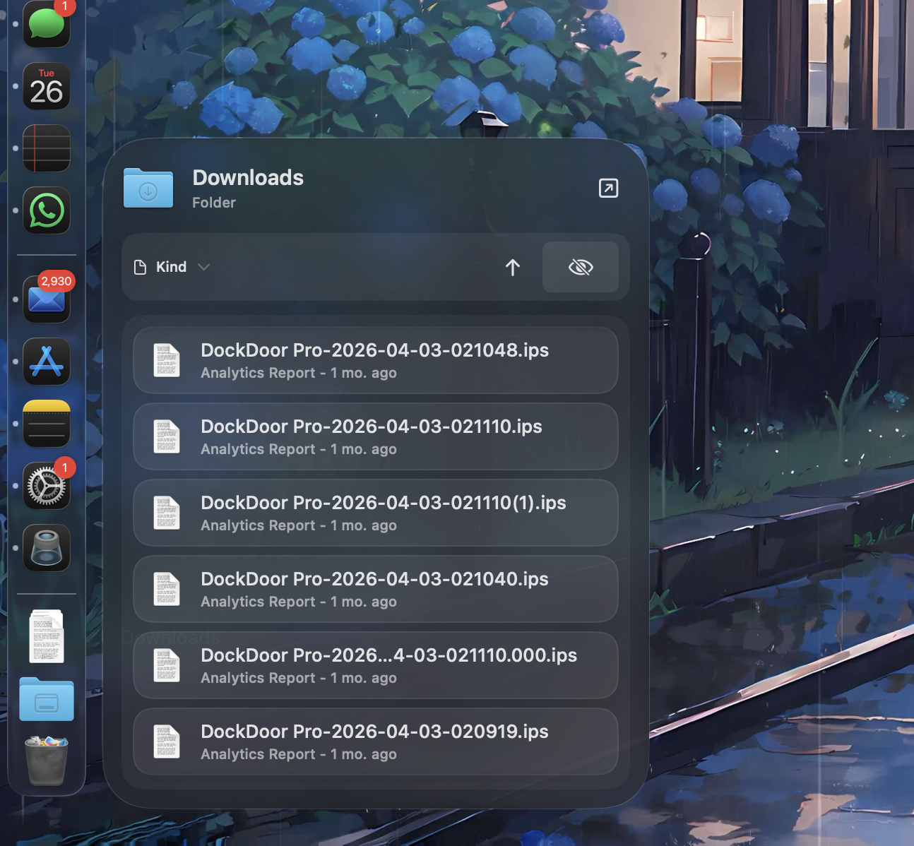 Folder Pop showing a Dock folder preview panel
